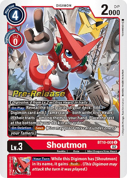 Shoutmon [BT10-008] [Xros Encounter Pre-Release Cards] | Anubis Games and Hobby