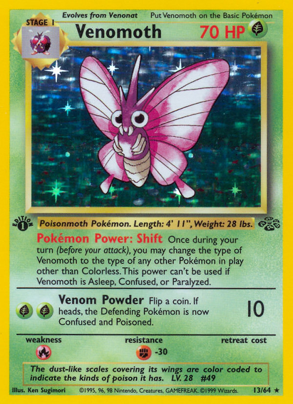 Venomoth (13/64) [Jungle 1st Edition] | Anubis Games and Hobby