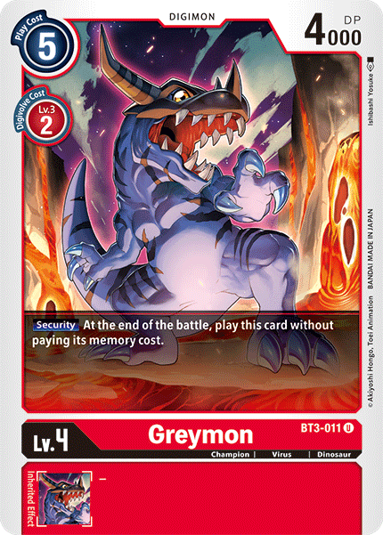 Greymon [BT3-011] [Release Special Booster Ver.1.5] | Anubis Games and Hobby