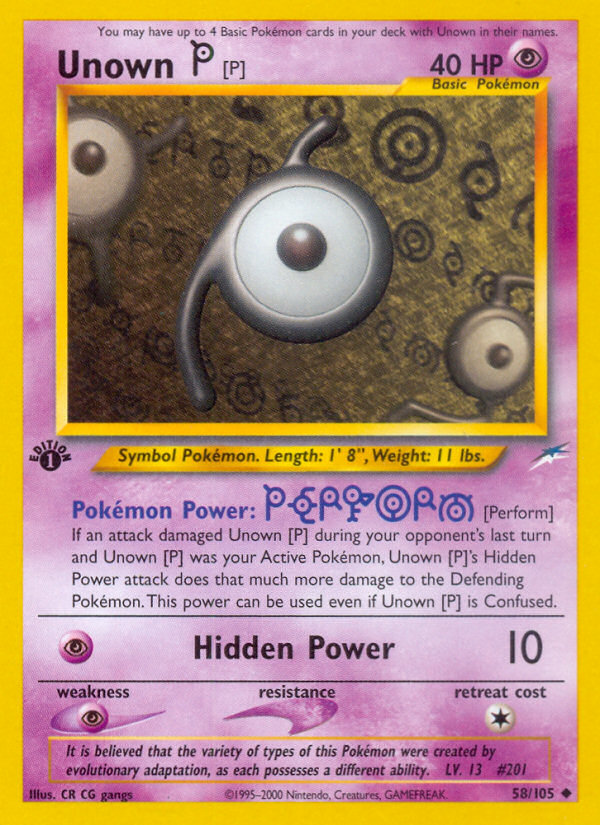 Unown [P] (58/105) [Neo Destiny 1st Edition] | Anubis Games and Hobby