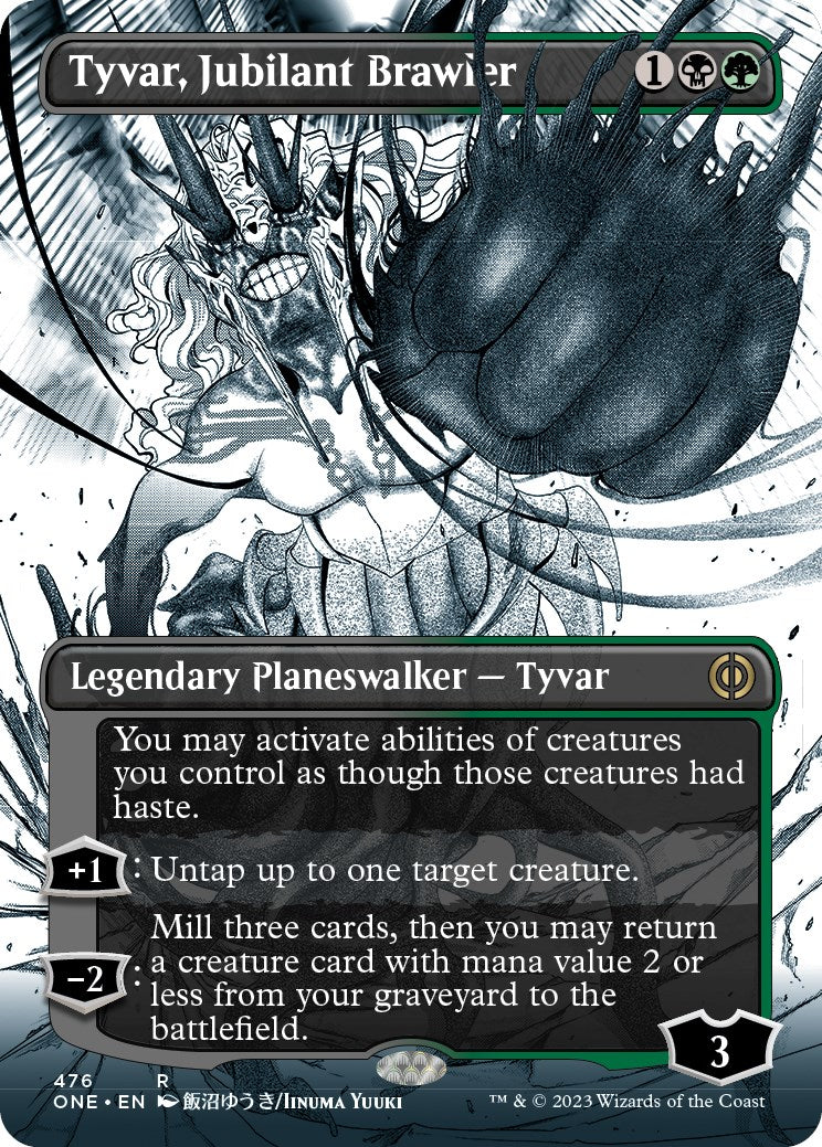 Tyvar, Jubilant Brawler (Borderless Manga Step-and-Compleat Foil) [Phyrexia: All Will Be One] | Anubis Games and Hobby