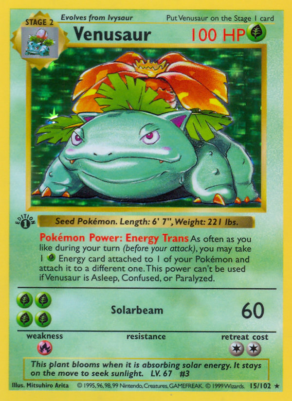 Venusaur (15/102) (Shadowless) [Base Set 1st Edition] | Anubis Games and Hobby