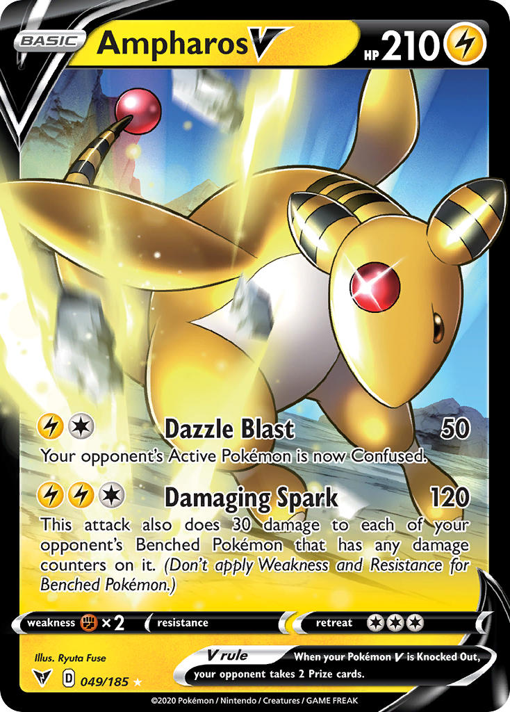 Ampharos V (049/185) [Sword & Shield: Vivid Voltage] | Anubis Games and Hobby