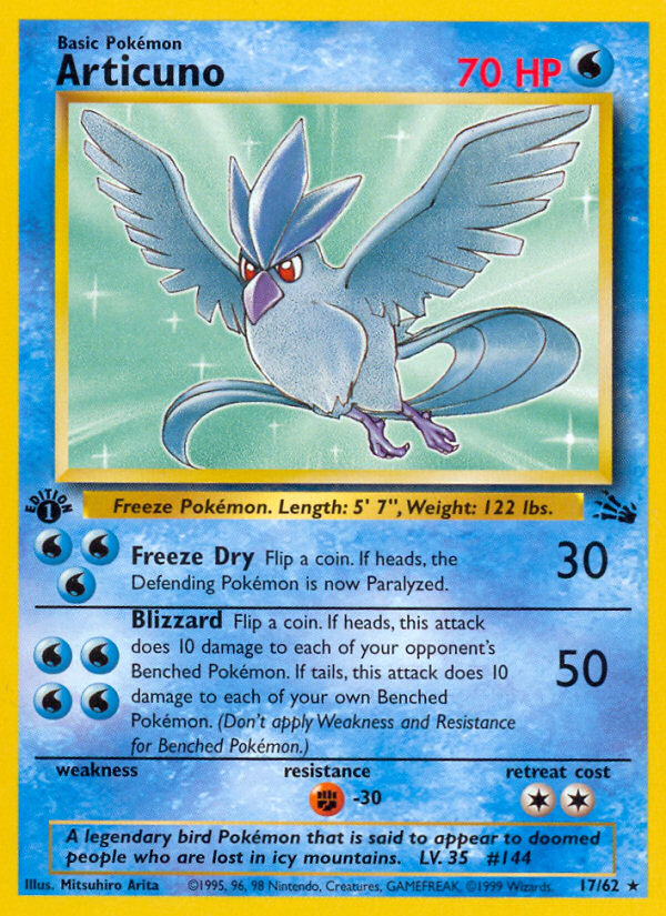 Articuno (17/62) [Fossil 1st Edition] | Anubis Games and Hobby