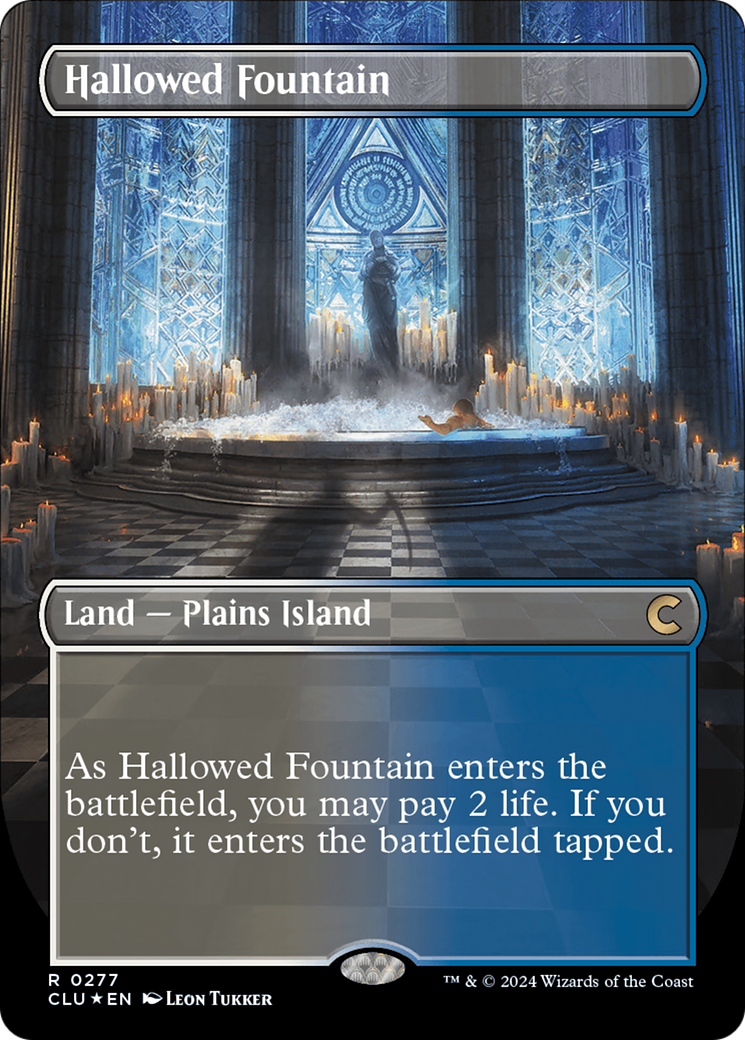 Hallowed Fountain (Borderless) [Ravnica: Clue Edition] | Anubis Games and Hobby