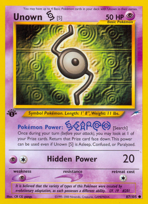 Unown [S] (87/105) [Neo Destiny 1st Edition] | Anubis Games and Hobby