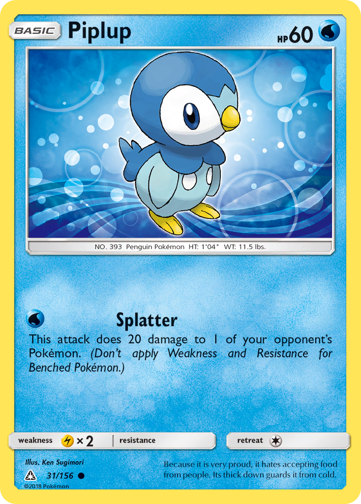 Piplup (31/156) [Sun & Moon: Ultra Prism] | Anubis Games and Hobby