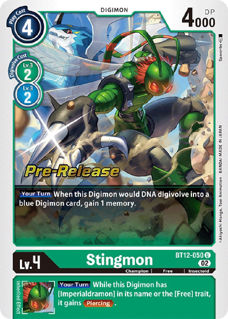 Stingmon [BT12-050] [Across Time Pre-Release Cards] | Anubis Games and Hobby