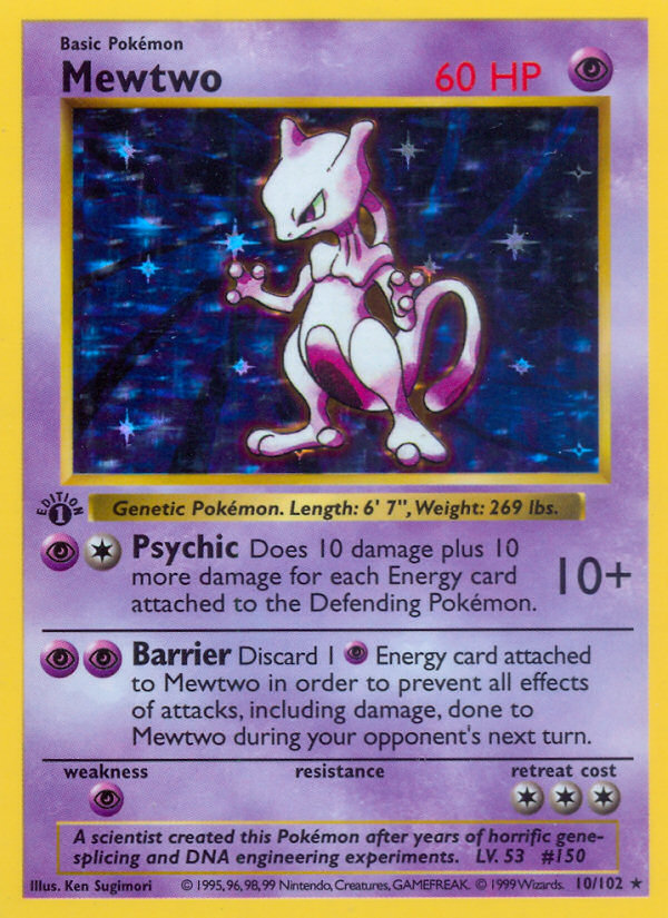 Mewtwo (10/102) (Shadowless) [Base Set 1st Edition] | Anubis Games and Hobby