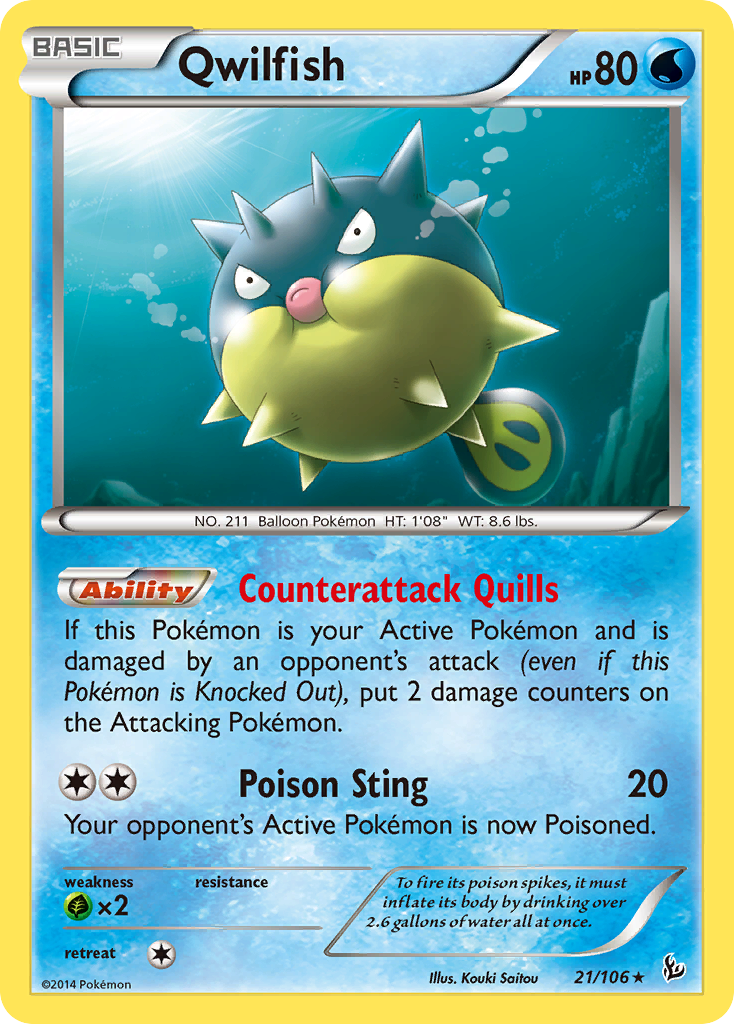 Qwilfish (21/106) [XY: Flashfire] | Anubis Games and Hobby