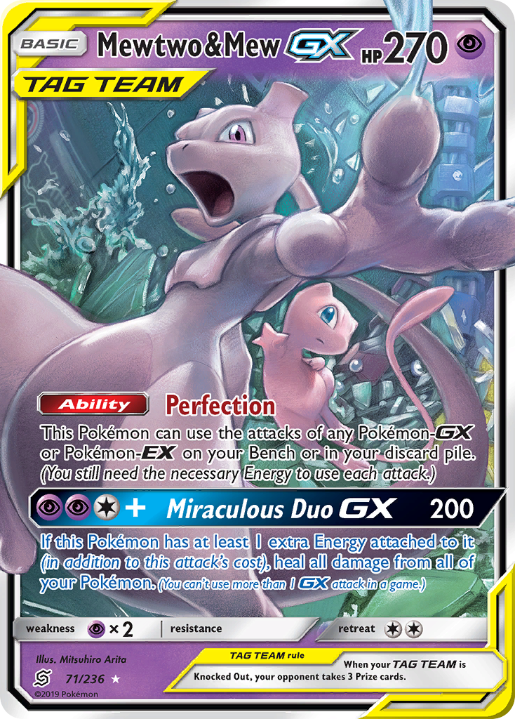 Mewtwo & Mew GX (71/236) [Sun & Moon: Unified Minds] | Anubis Games and Hobby