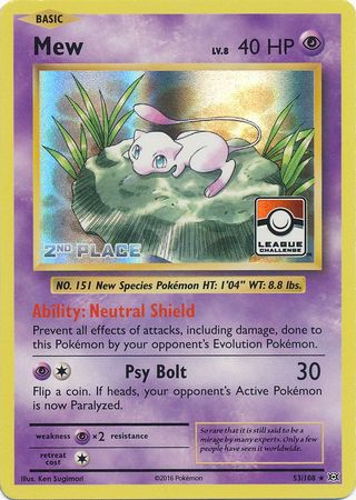 Mew (53/108) (League Promo 2nd Place) [XY: Evolutions] | Anubis Games and Hobby