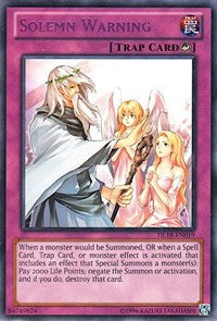 Solemn Warning (Purple) [Duelist League Promo] [DL18-EN019] | Anubis Games and Hobby