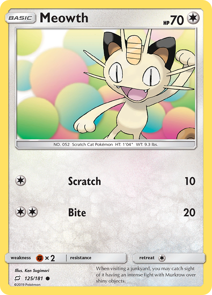 Meowth (125/181) [Sun & Moon: Team Up] | Anubis Games and Hobby