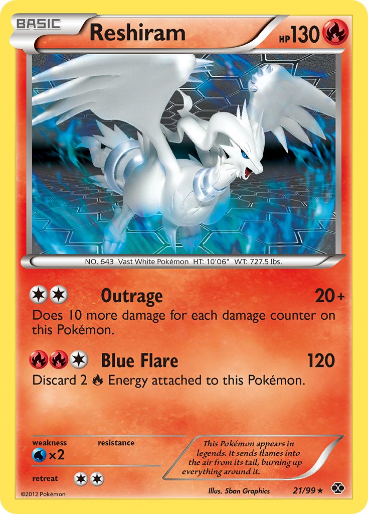 Reshiram (21/99) (Theme Deck Exclusive) [Black & White: Next Destinies] | Anubis Games and Hobby