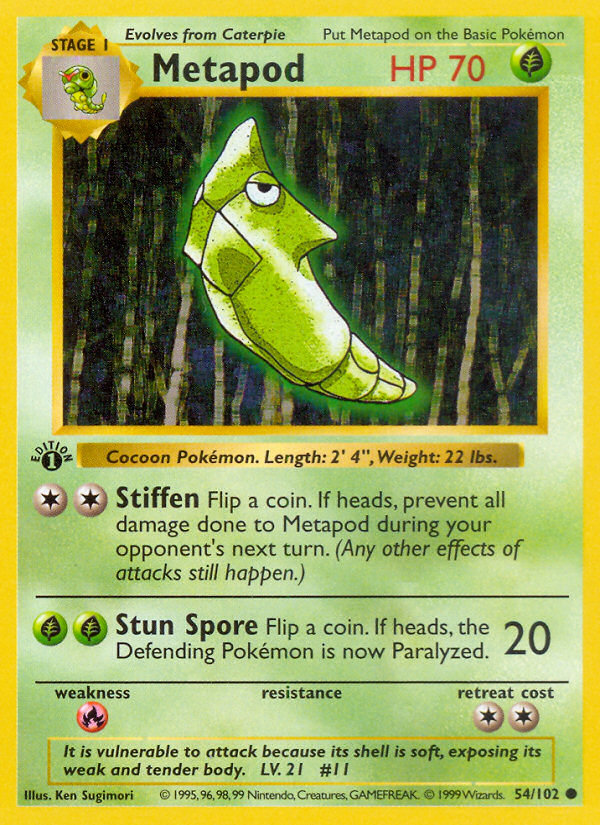 Metapod (54/102) (Shadowless) [Base Set 1st Edition] | Anubis Games and Hobby