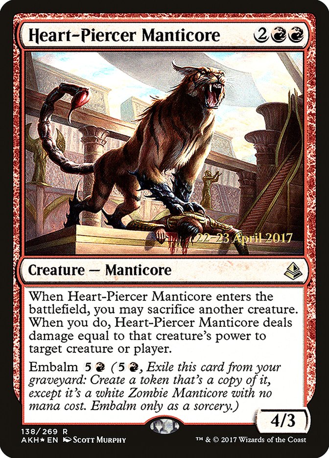 Heart-Piercer Manticore [Amonkhet Prerelease Promos] | Anubis Games and Hobby