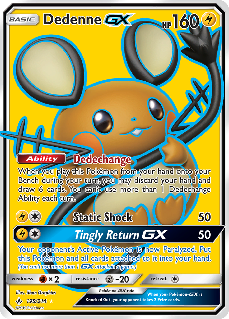 Dedenne GX (195/214) [Sun & Moon: Unbroken Bonds] | Anubis Games and Hobby