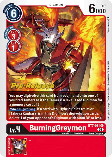 BurningGreymon [BT7-011] [Next Adventure Pre-Release Cards] | Anubis Games and Hobby