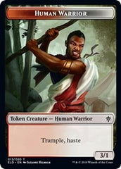 Human Warrior // Food (17) Double-Sided Token [Throne of Eldraine Tokens] | Anubis Games and Hobby