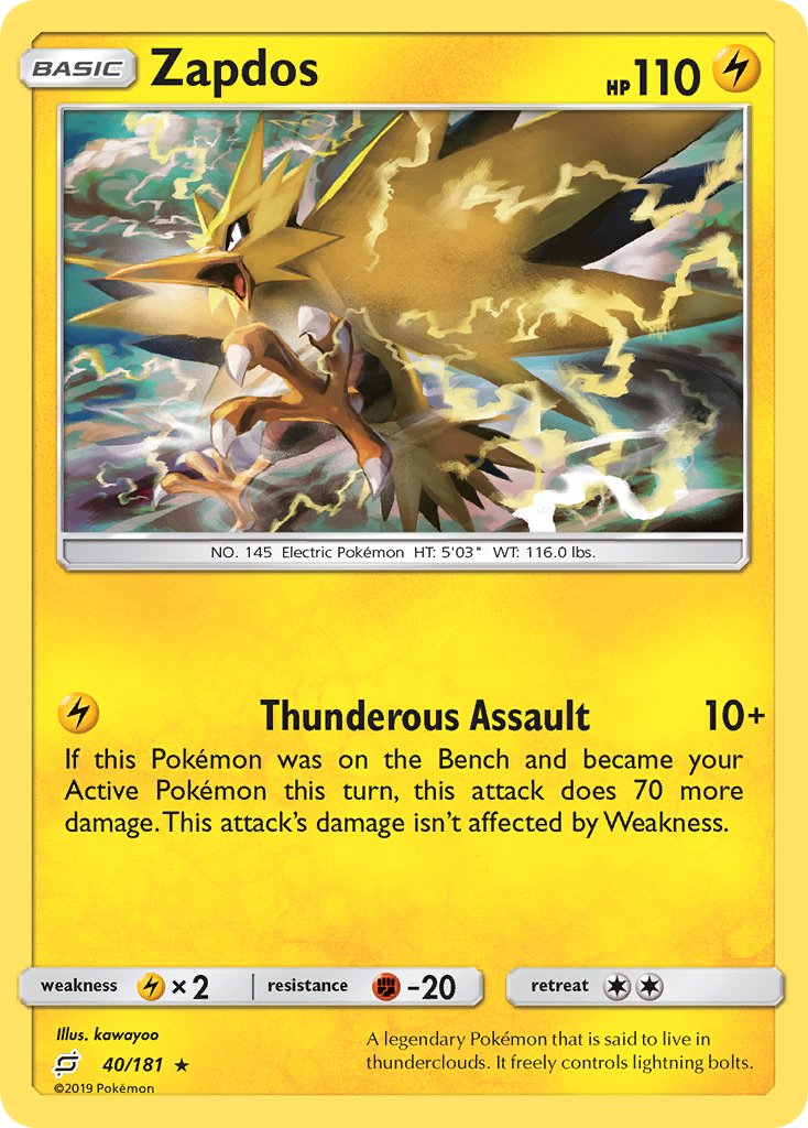 Zapdos (40/181) (Theme Deck Exclusive) [Sun & Moon: Team Up] | Anubis Games and Hobby