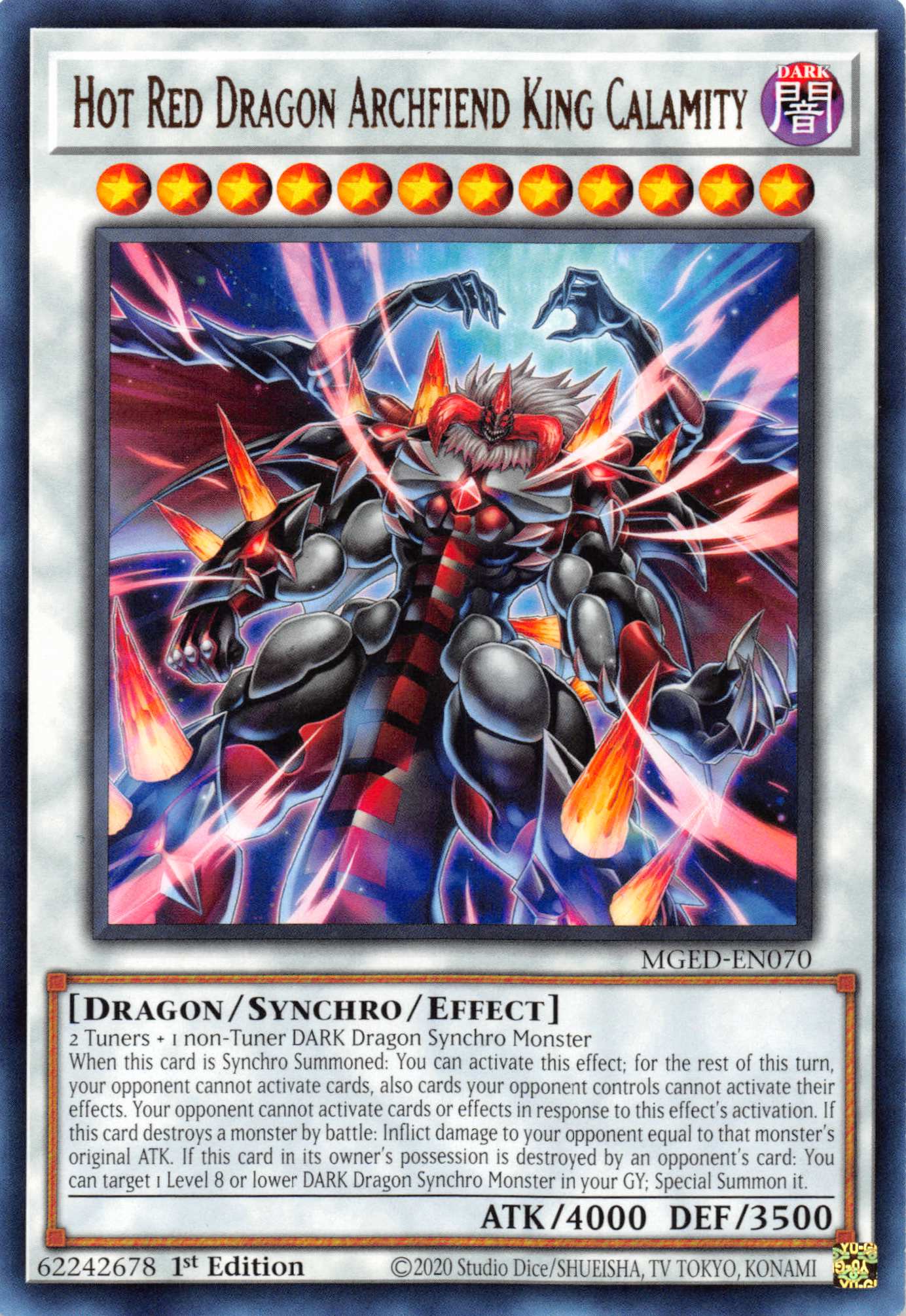 Hot Red Dragon Archfiend King Calamity [MGED-EN070] Rare | Anubis Games and Hobby