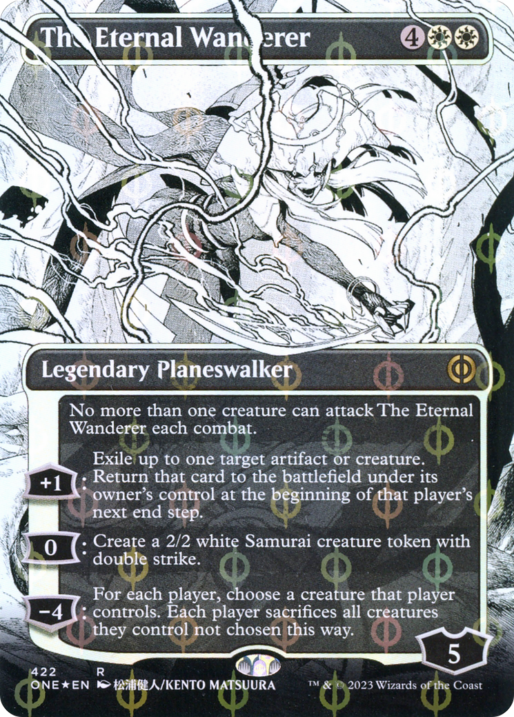 The Eternal Wanderer (Borderless Manga Step-and-Compleat Foil) [Phyrexia: All Will Be One] | Anubis Games and Hobby