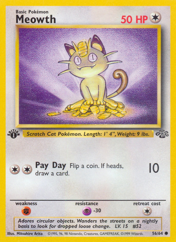 Meowth (56/64) [Jungle 1st Edition] | Anubis Games and Hobby