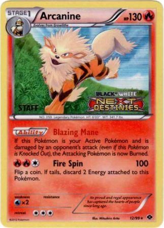 Arcanine (12/99) (Staff Prerelease Promo) [Black & White: Black Star Promos] | Anubis Games and Hobby