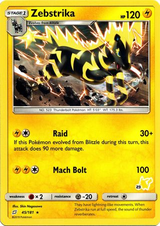 Zebstrika (45/181) (Pikachu Stamp #23) [Battle Academy 2020] | Anubis Games and Hobby