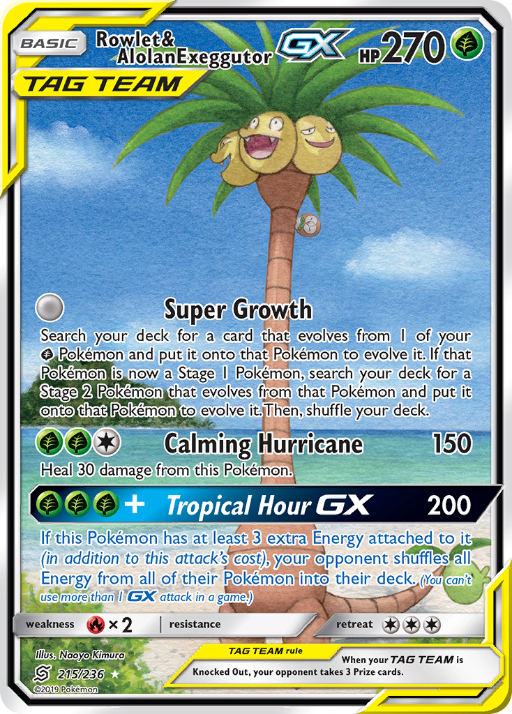 Rowlet & Alolan Exeggutor GX (215/236) [Sun & Moon: Unified Minds] | Anubis Games and Hobby