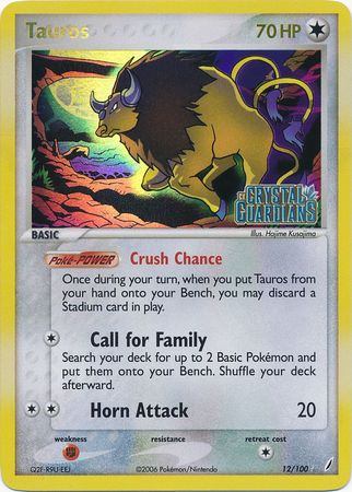 Tauros (12/100) (Stamped) [EX: Crystal Guardians] | Anubis Games and Hobby