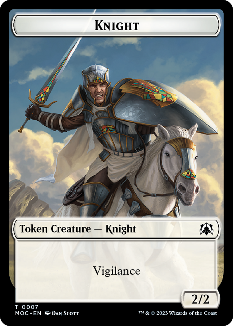 Knight (7) // Spirit (14) Double-Sided Token [March of the Machine Commander Tokens] | Anubis Games and Hobby