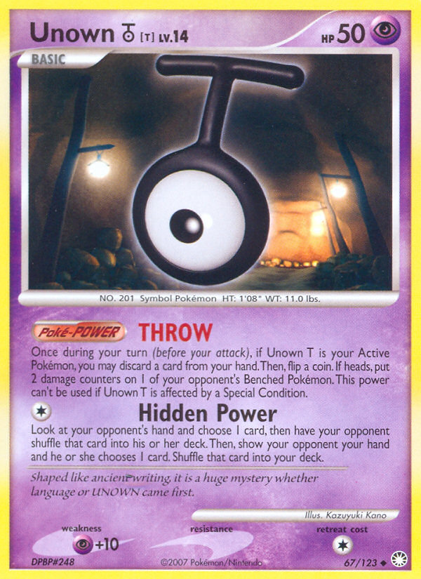 Unown T (67/123) [Diamond & Pearl: Mysterious Treasures] | Anubis Games and Hobby