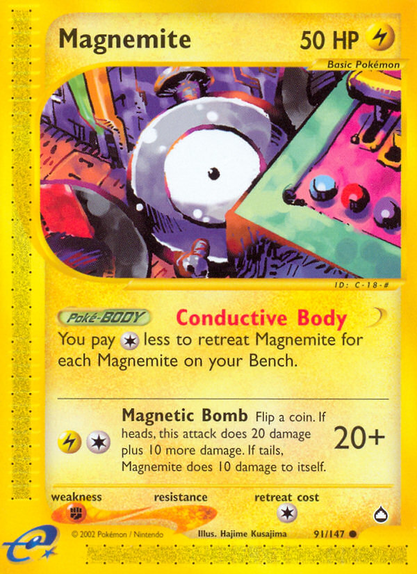 Magnemite (91/147) [Aquapolis] | Anubis Games and Hobby