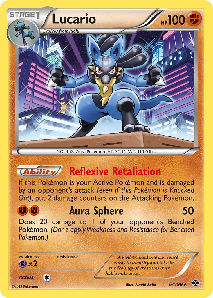 Lucario (64/99) (Cosmos Holo) (Blister Exclusive) [Black & White: Next Destinies] | Anubis Games and Hobby