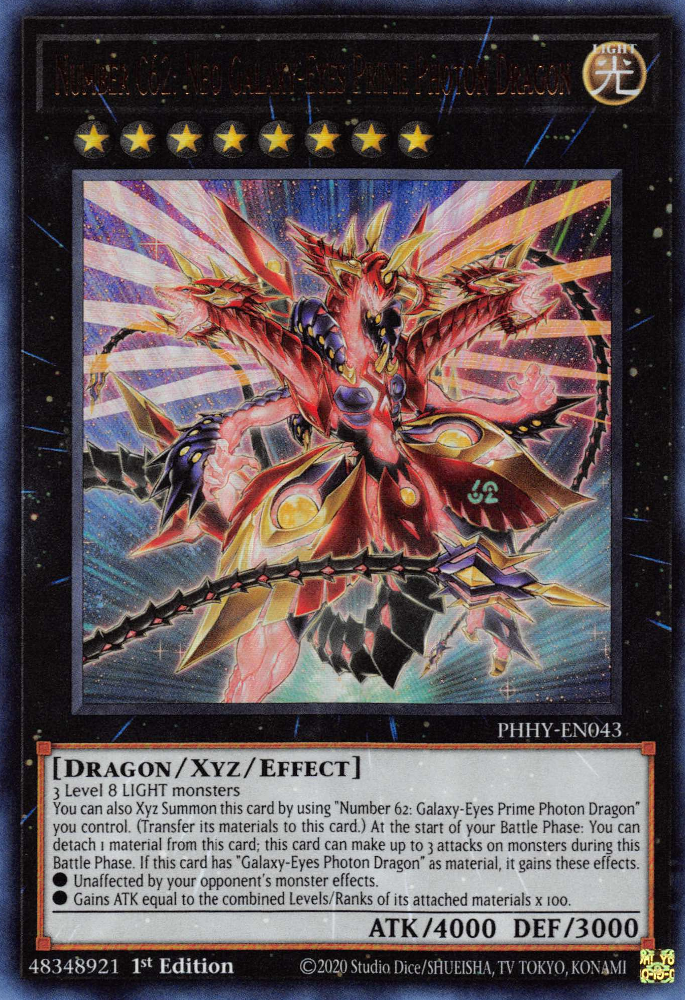 Number C62: Neo Galaxy-Eyes Prime Photon Dragon [PHHY-EN043] Ultra Rare | Anubis Games and Hobby