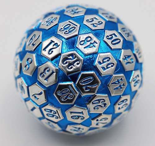 Blue Silver Metal D100 | Anubis Games and Hobby