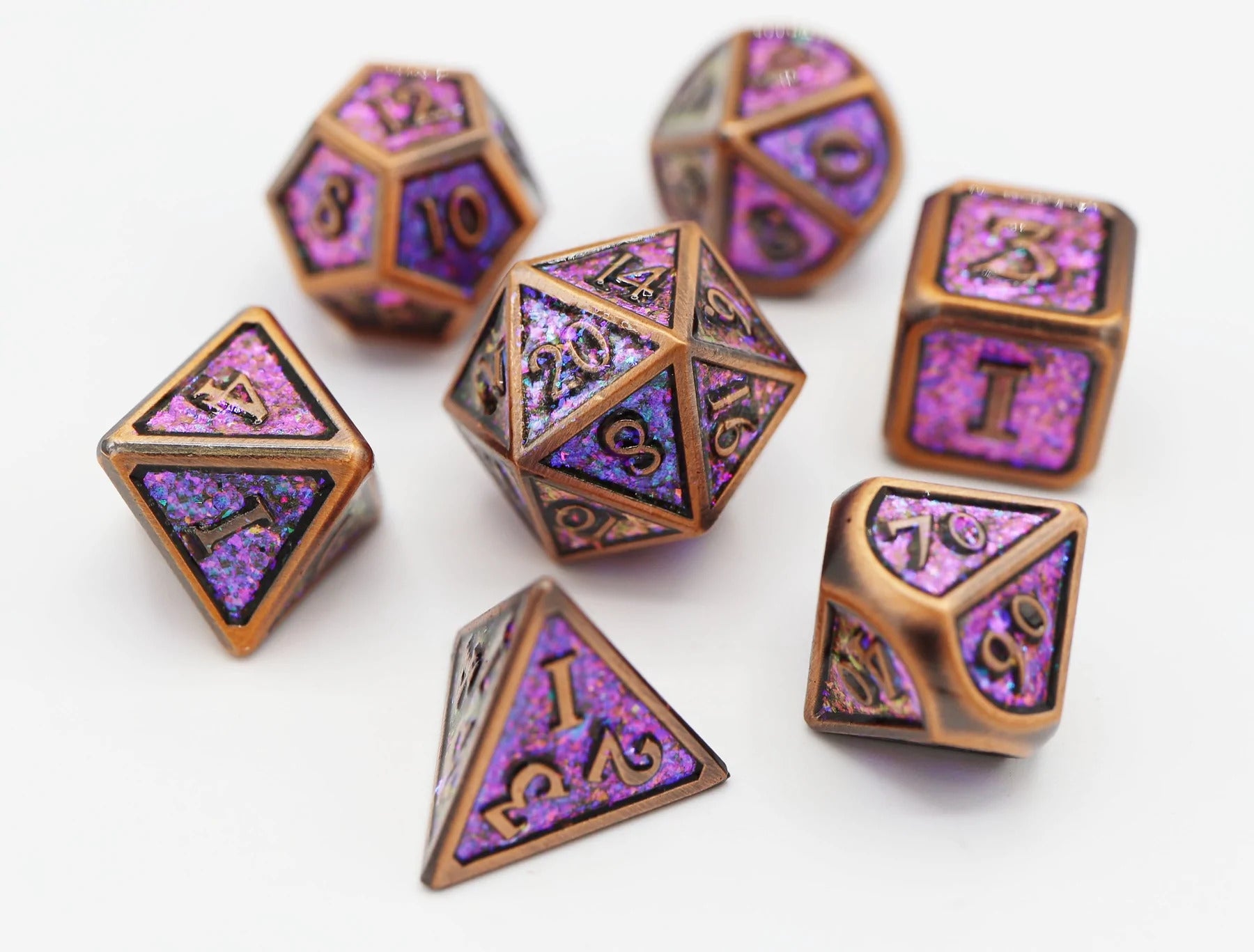 Copper Confetti RPG Metal Dice | Anubis Games and Hobby