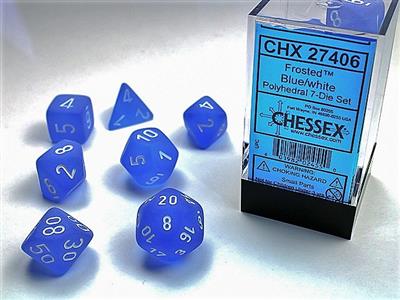 Frosted Blue/White 7-Die Set | Anubis Games and Hobby