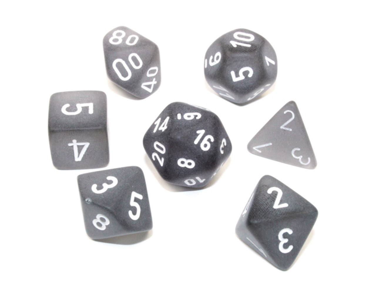Frosted Smoke/White 7-Die Set | Anubis Games and Hobby