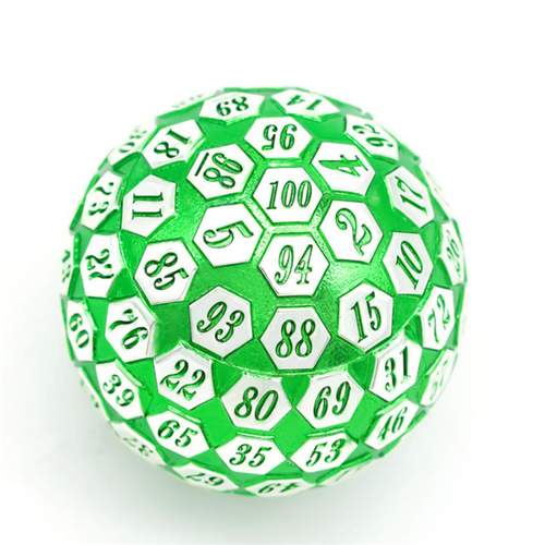 Green Silver Metal D100 | Anubis Games and Hobby