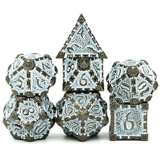 Dagger of Venom White on Black RPG Metal Dice | Anubis Games and Hobby