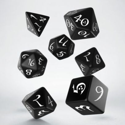 Classic 7 Set Dice, Black & White | Anubis Games and Hobby