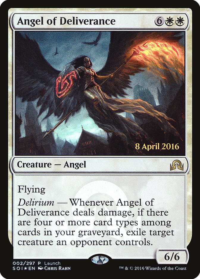 Angel of Deliverance (Launch) [Shadows over Innistrad Promos] | Anubis Games and Hobby