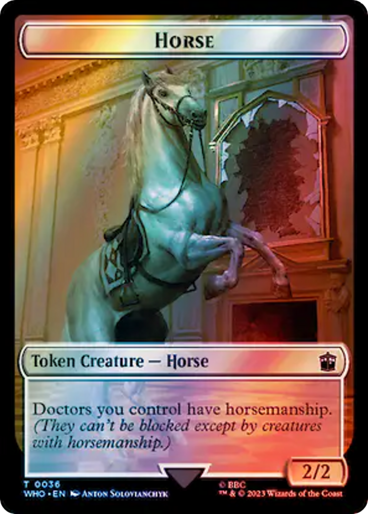 Horse // Alien Salamander Double-Sided Token (Surge Foil) [Doctor Who Tokens] | Anubis Games and Hobby