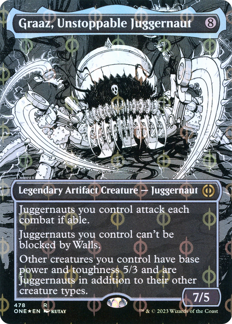 Graaz, Unstoppable Juggernaut (Borderless Manga Step-and-Compleat Foil) [Phyrexia: All Will Be One] | Anubis Games and Hobby