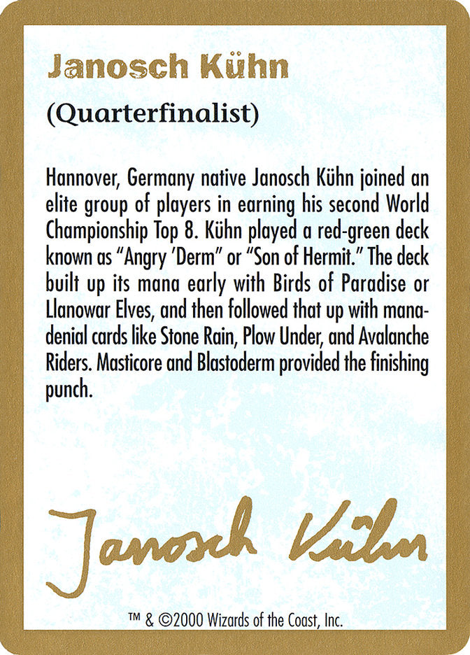 Janosch Kuhn Bio (2000) [World Championship Decks 2000] | Anubis Games and Hobby