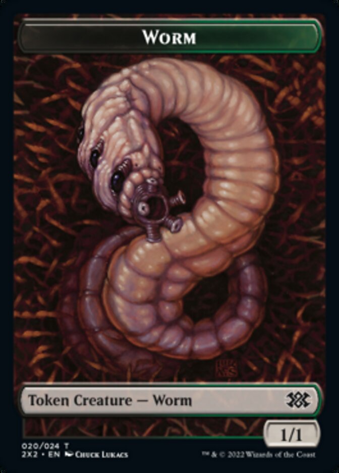 Worm // Knight Double-Sided Token [Double Masters 2022 Tokens] | Anubis Games and Hobby