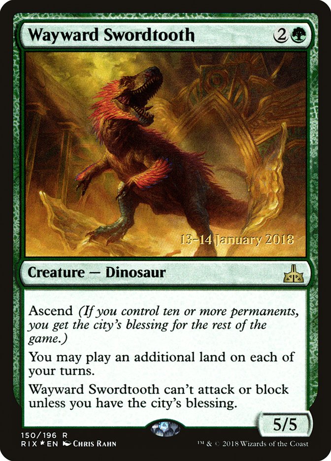 Wayward Swordtooth [Rivals of Ixalan Prerelease Promos] | Anubis Games and Hobby